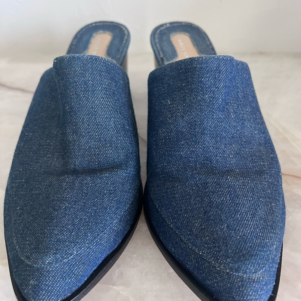 Blue Denim Slip-On Mules